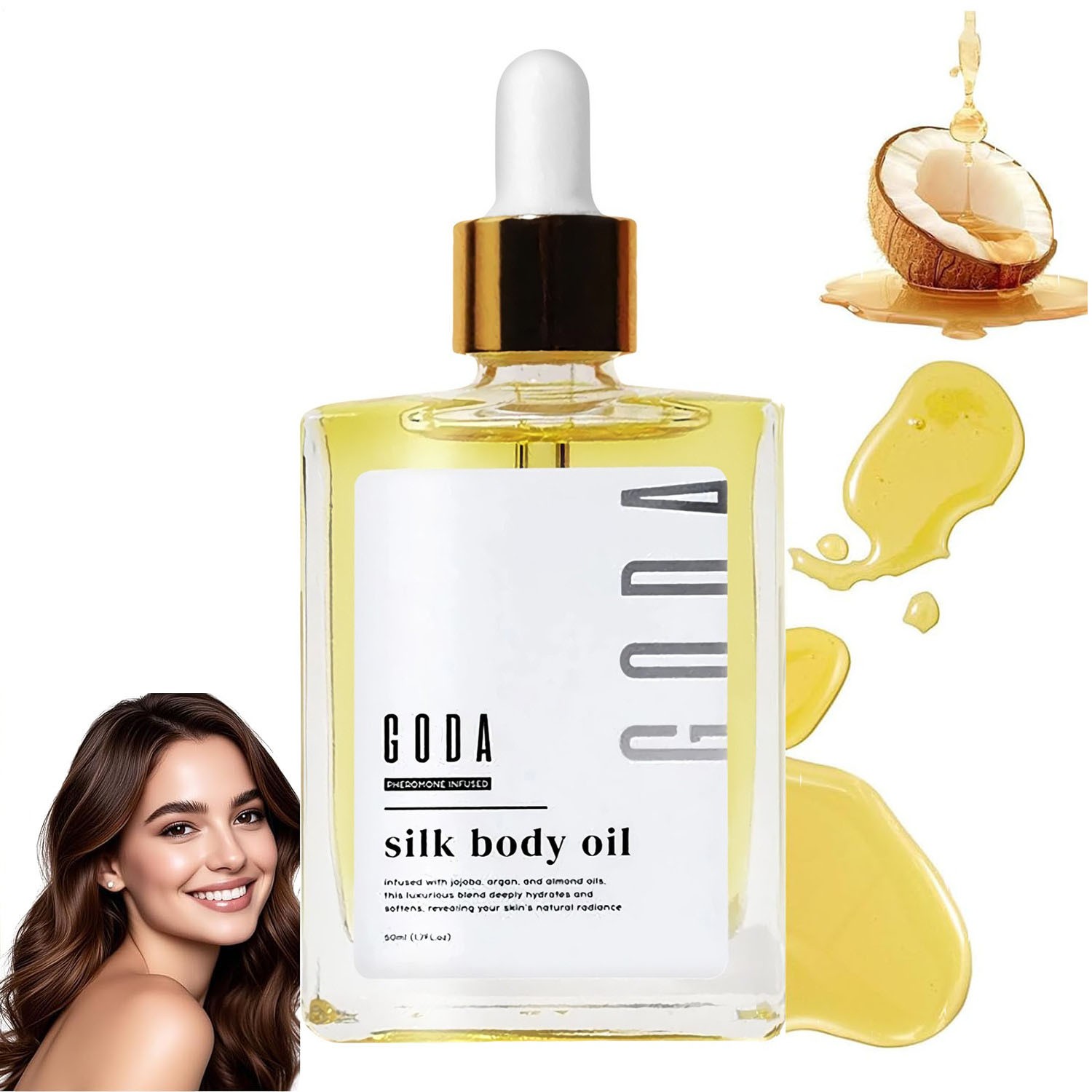 GODA Silk Body Oil Women Firming Anti Aging Moisturizing Formula Shower Oil 50ml