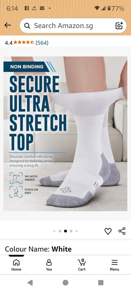 Doctors Select Crew Bamboo Diabetic Socks Large White 3 Pk