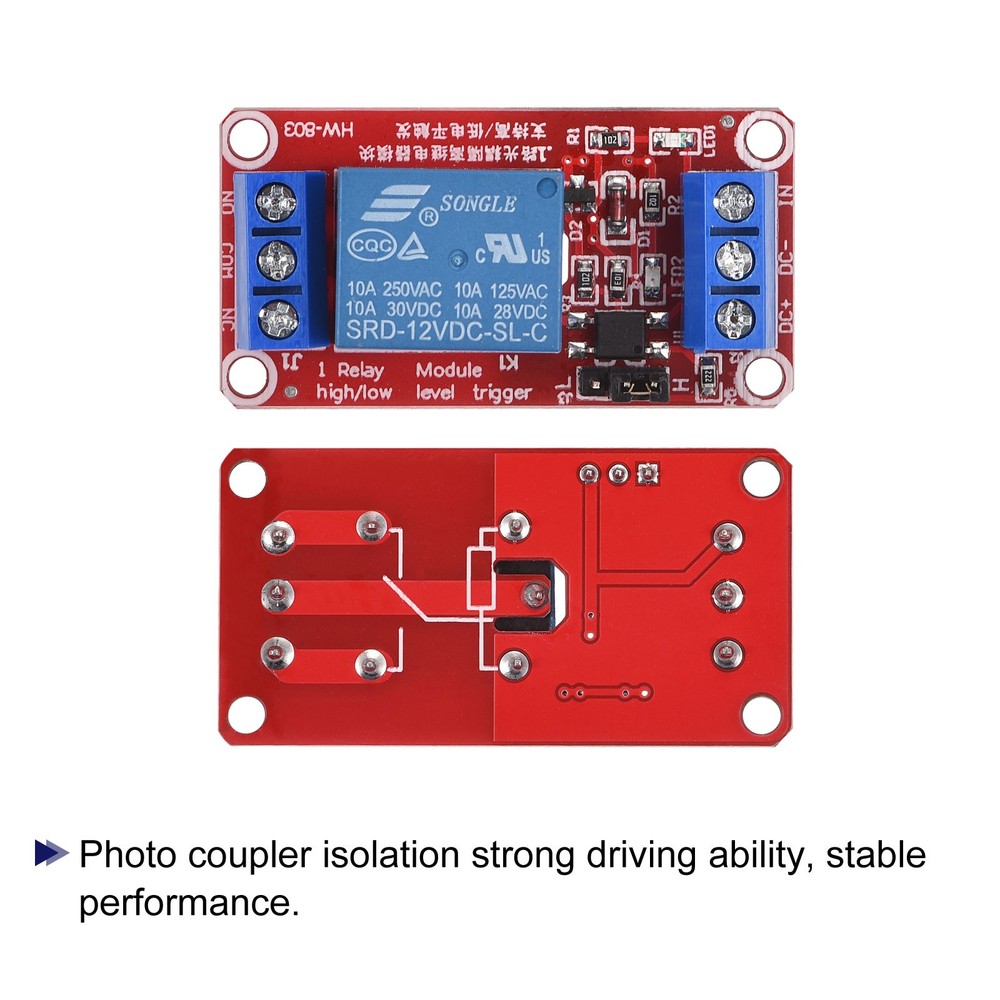 Relay Module 1 Channel 12V High Low Level Trigger Module Red Board