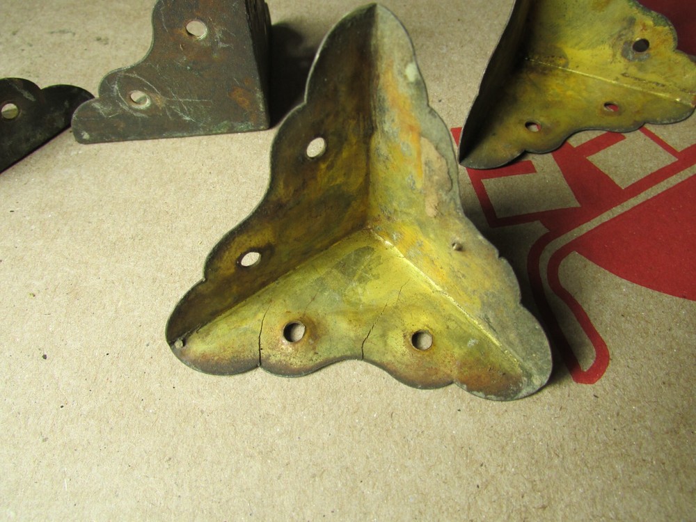 Vintage Solid Brass Carpenters Tool Box Corner Hardware Decorative Pieces