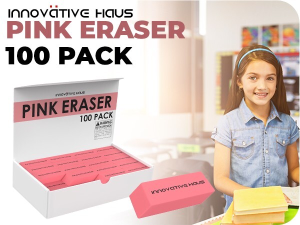 Pink Erasers Bulk - Latex Free - Smudge Resistant - Large Pink Eraser - Big Size