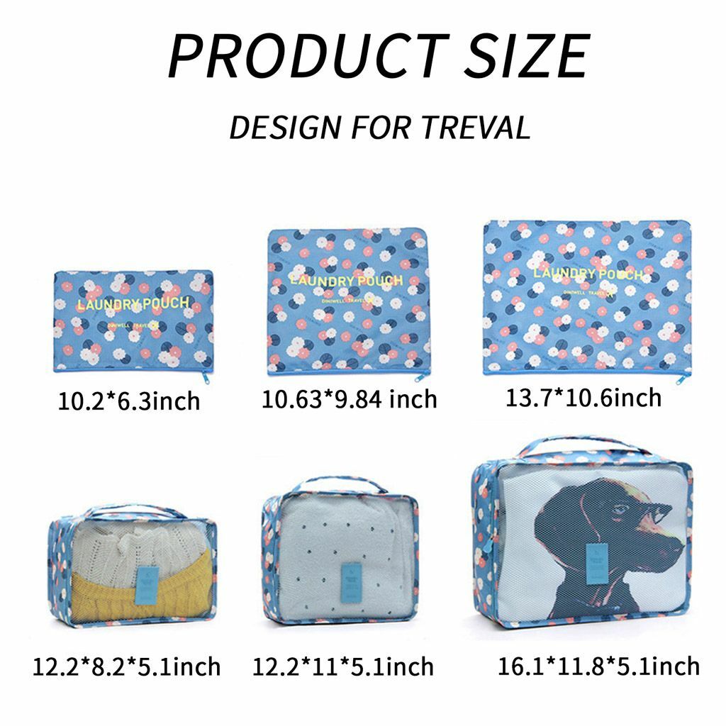 6Pcs/Set Travel Storage Bag for Clothes Luggage Packing Cube Organizer Suitcase