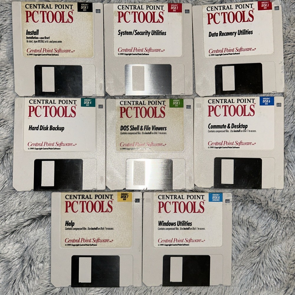 Central Point PC Tools 3.5” Floppy Disk Version 7 DOS + Windows Utilities