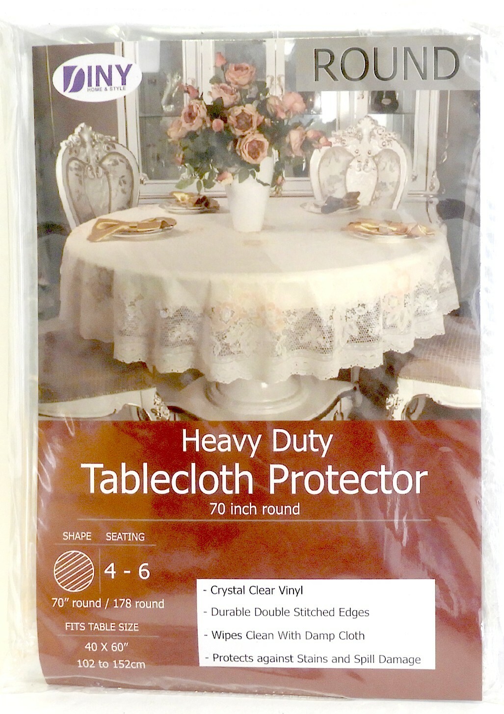 Table Cover Crystal Clear Vinyl Heavy Duty Tablecloth Spill Protector 70" Round