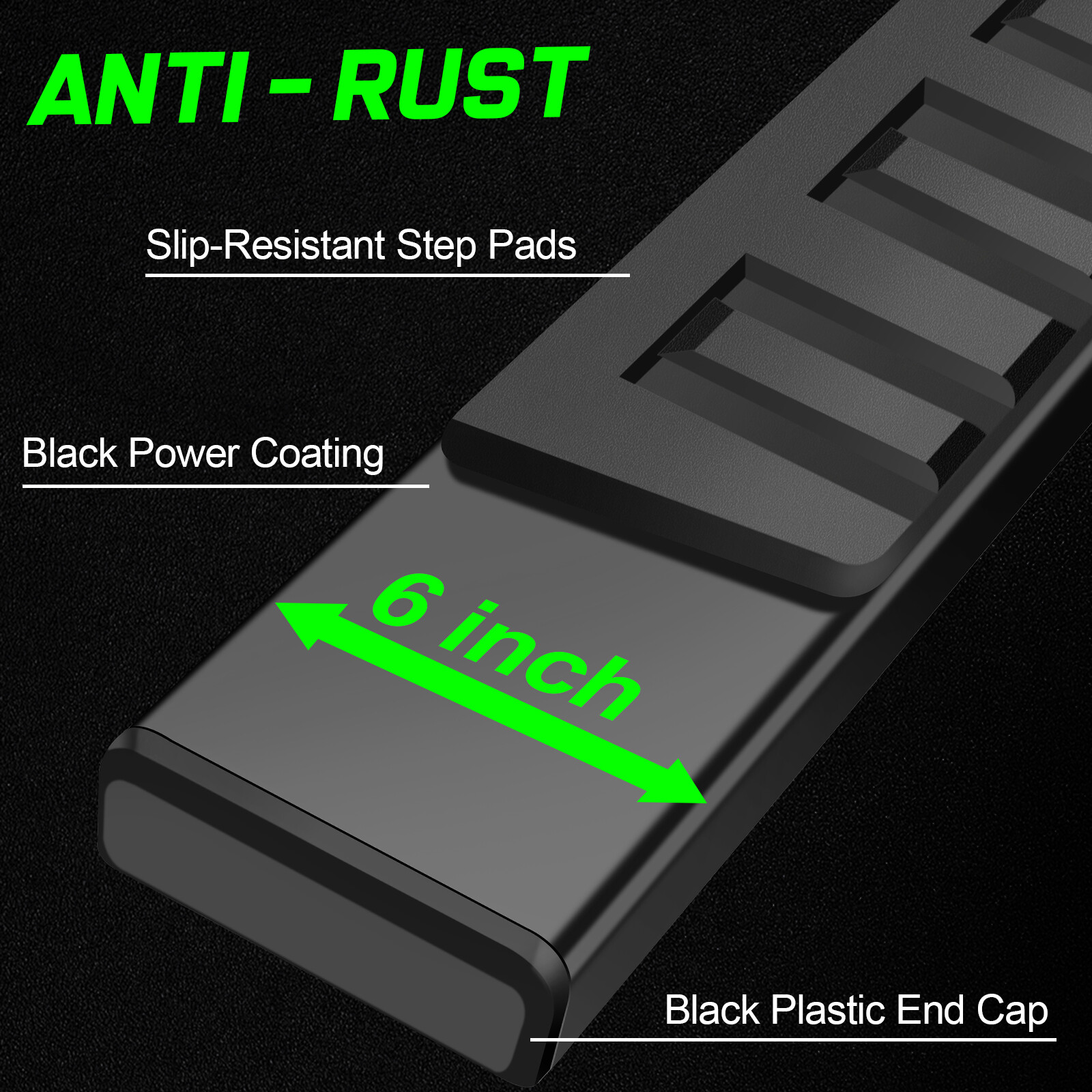 For 2015-2024 Ford F150 Super Crew Cab 6" Running Board Black Side Step Nerf Bar