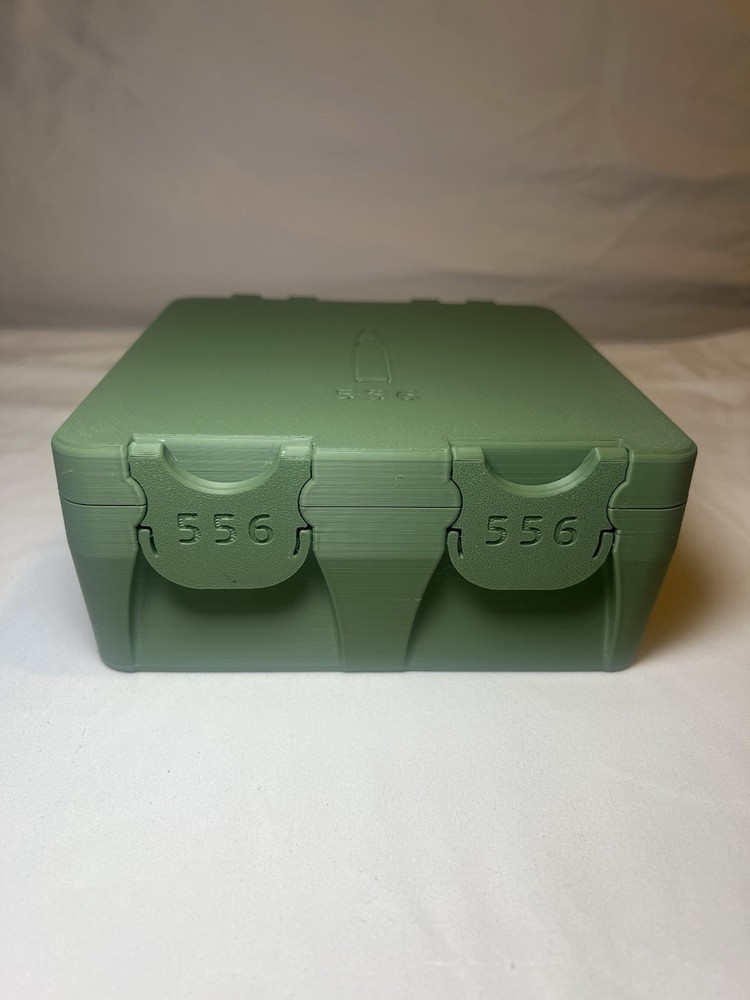 556 Ammo Box Snap Lock 100 rd Large 3D Printed Storage Olive Green