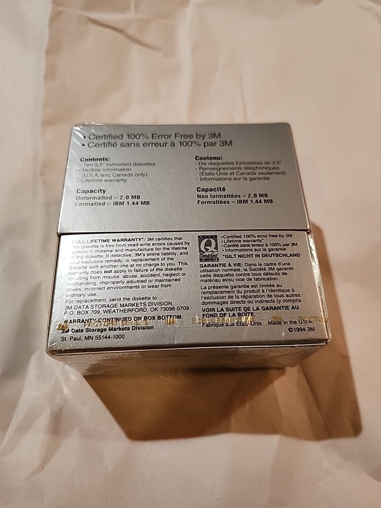 3M DS DD 3.5" Diskettes Formatted IBM Double Sided Density 10 Pack SEALED