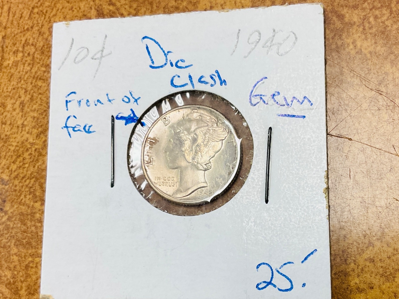 1940-p Mercury Dime - Clash Dies -error,   Gem BU++ .