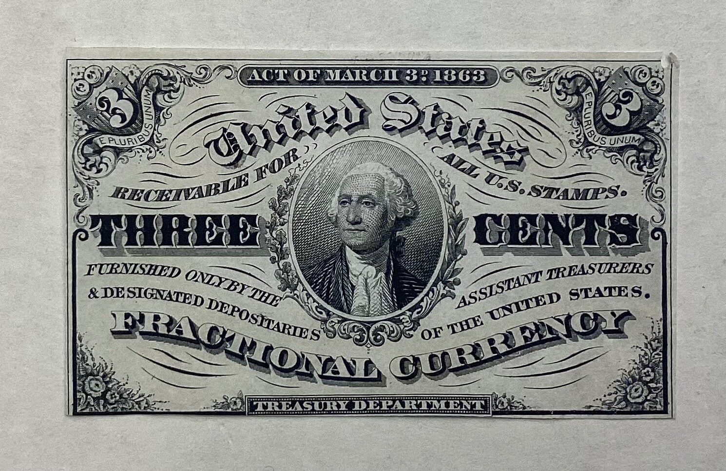 ~ US FRACTIONAL CURRENCY SPECIMEN 3 CENTS -THIRD ISSUE - FR 1226 SP