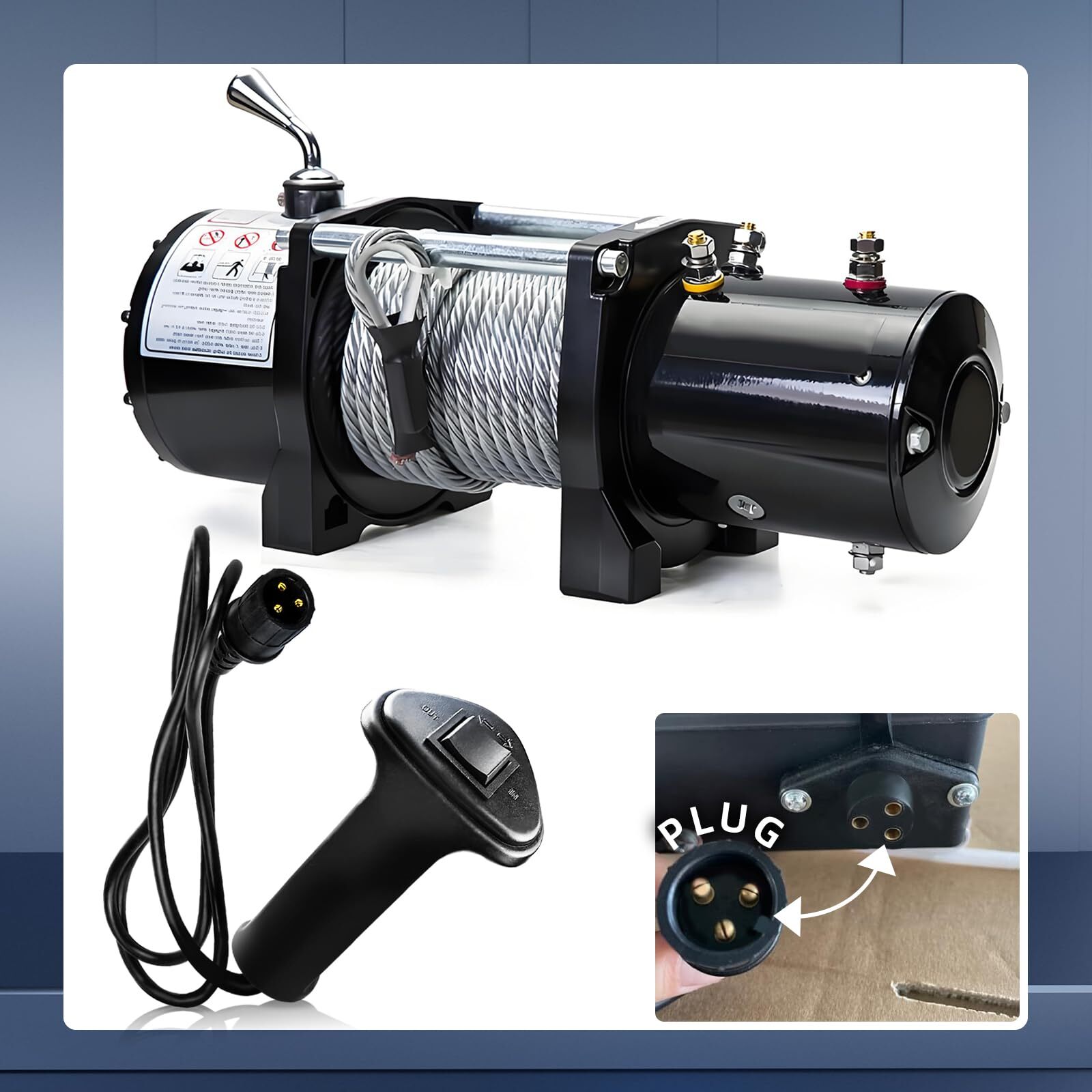 3 Prong Winch Remote Controller 12V 1.5M Wired for 6000-12000LB Winches