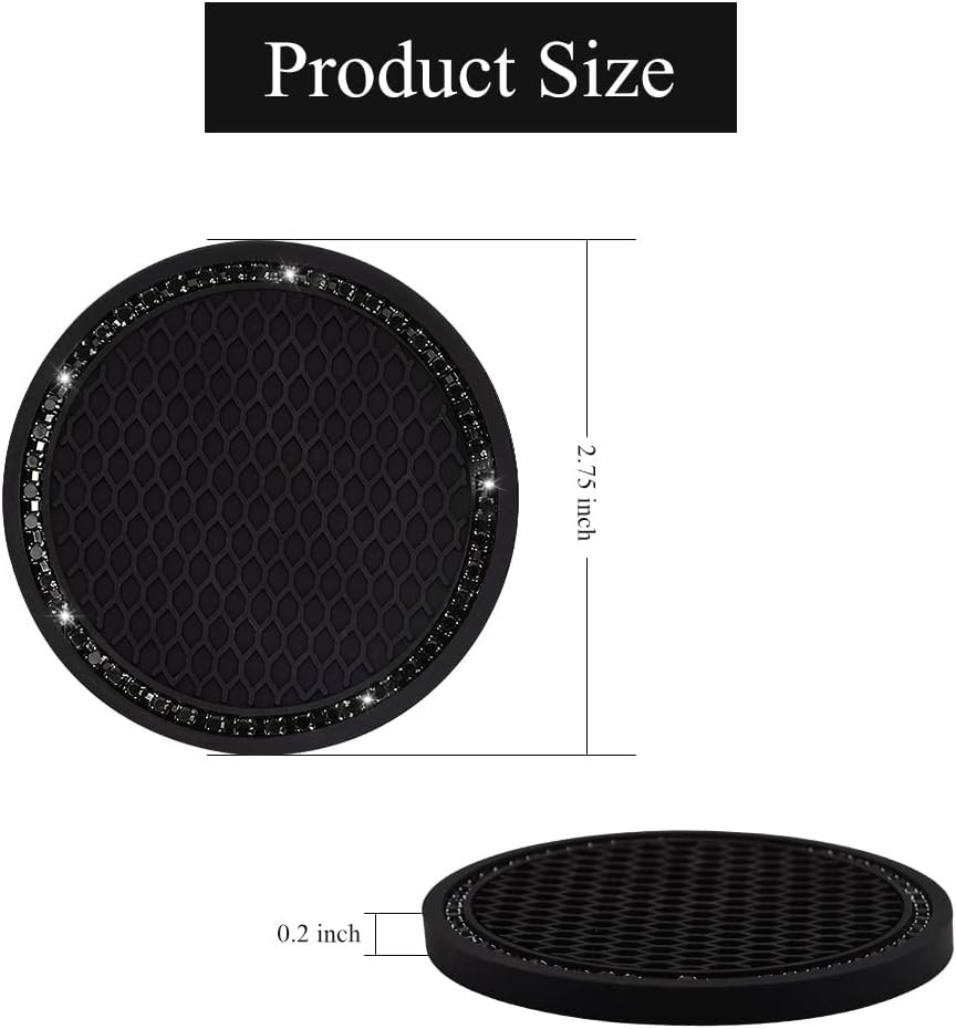 Car Cup Holder Coaster, 2 Pack Universal Bling Vehicle Insert 2.75" Diameter,...