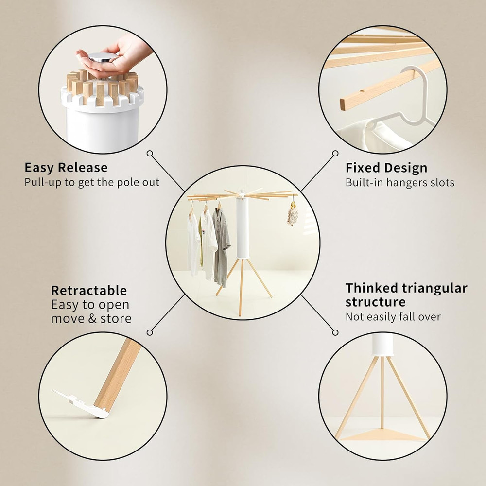 Clothes Drying Rack Tripod,Laundry Hanger Dryer Rack,Portable Drying Rack,Foldab