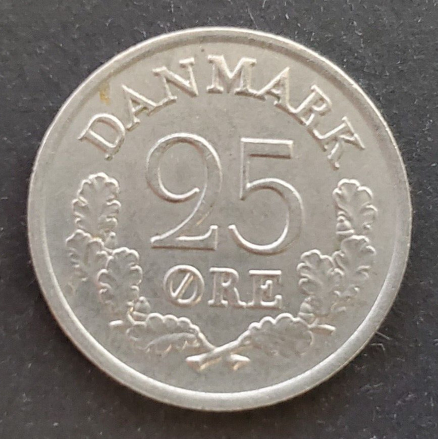 Denmark, nice 1966 25 ore coin