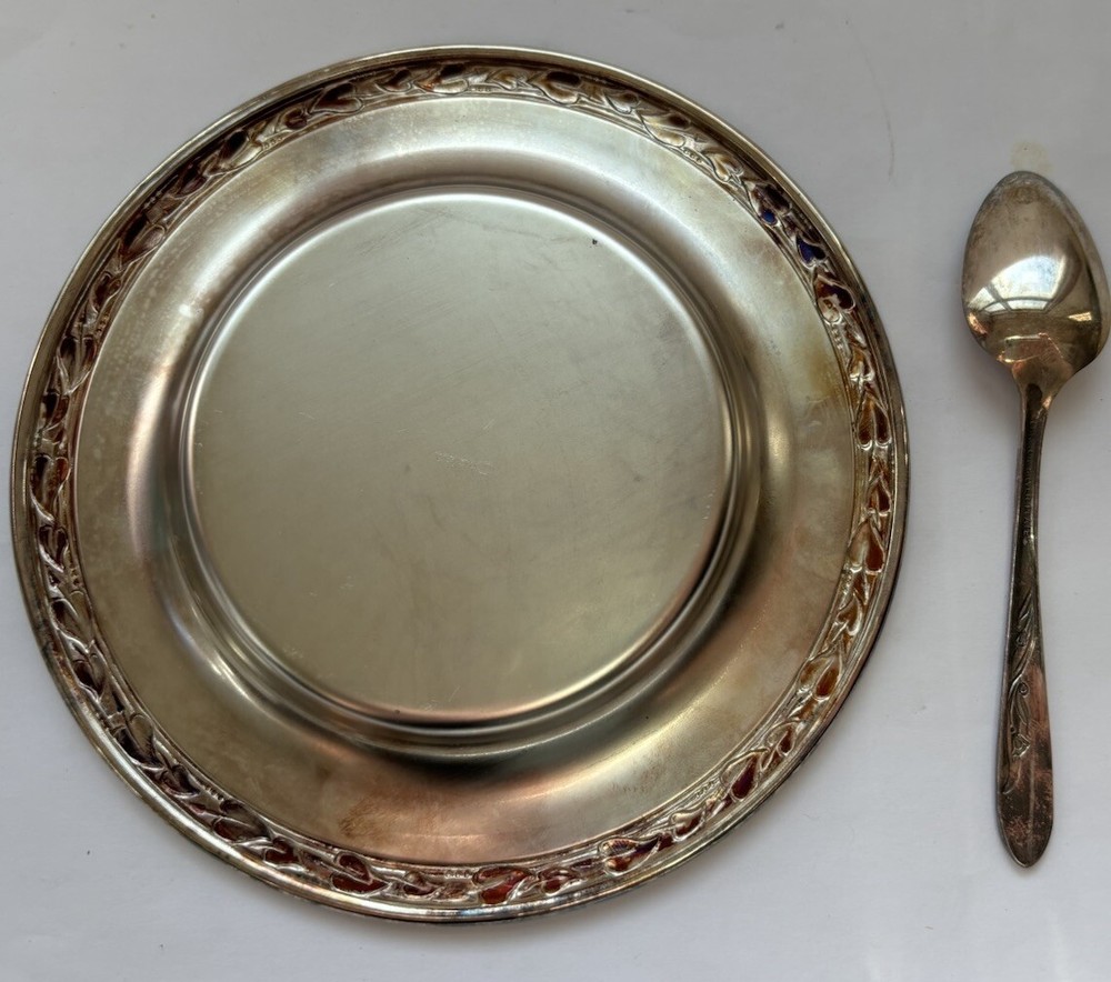 Silver Plated Compote Dish with Spoon By Oneida