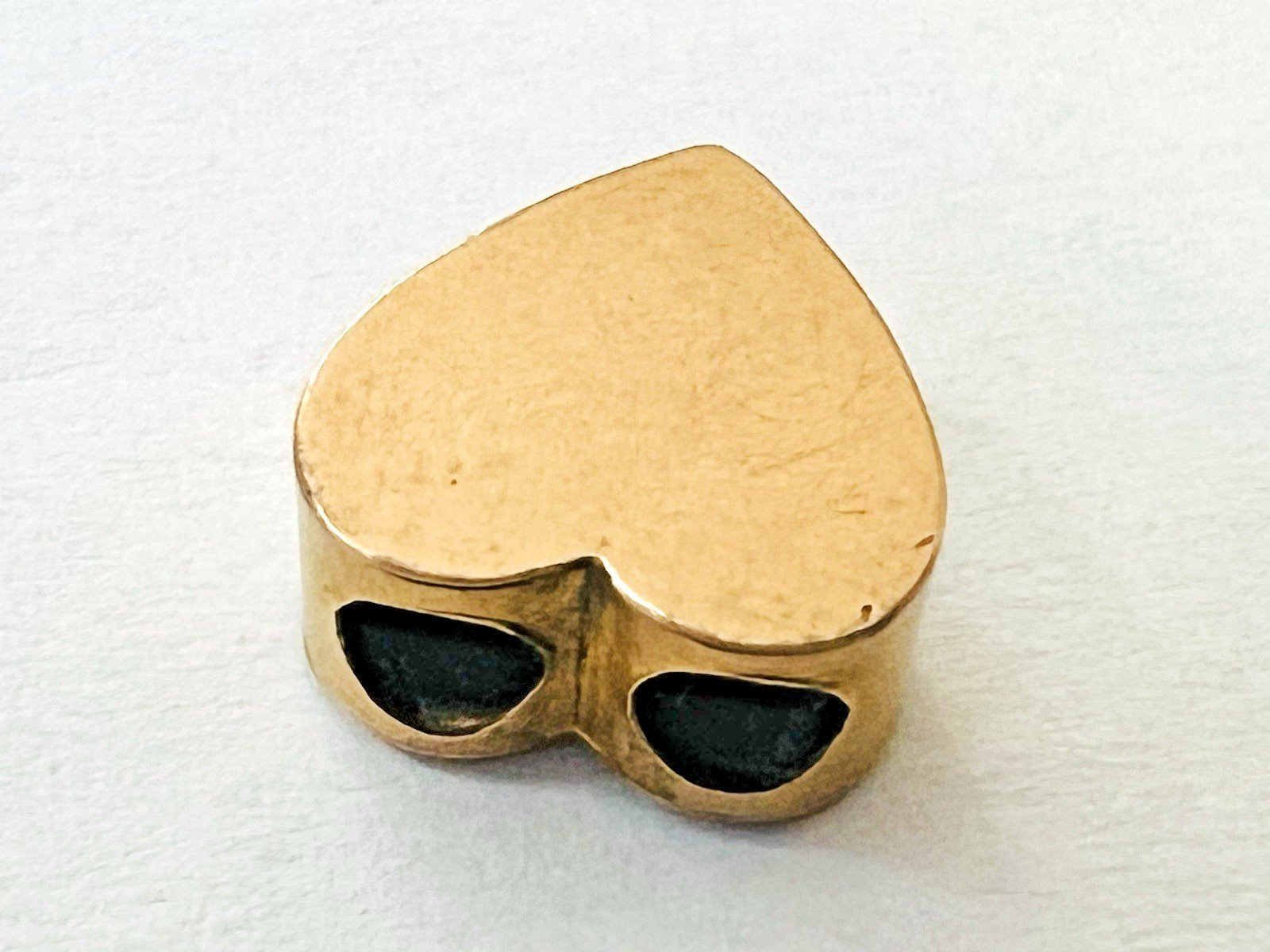 Victorian Gold Filled Heart Shaped Opal Seed Pearl Slide for Muff Watch Chain