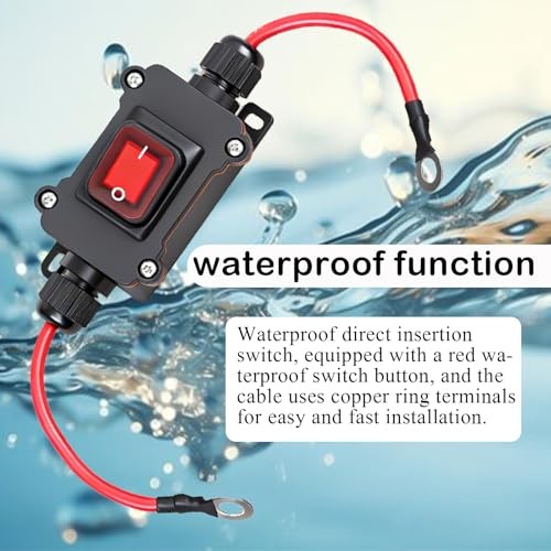 DC 12-24V Inline Switch, DPST Double-Sided Wiring Switch IP67 Waterproof 25A