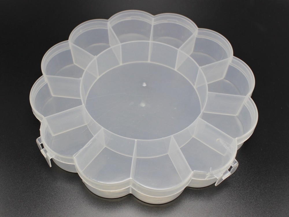Clear Plastic Flower Box Case 13 compartments Beads Display Storage Container