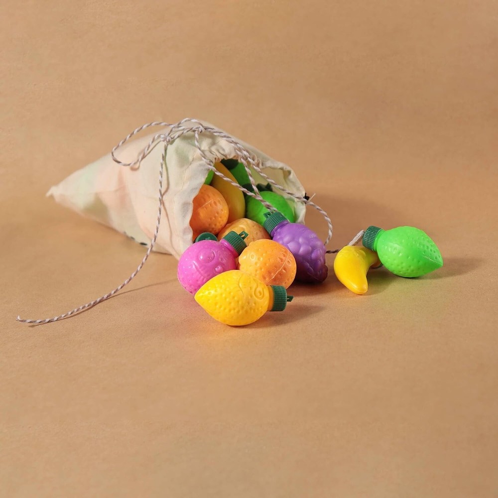 60 Pack Plastic Fruit Shaped Filled with Powder Candy