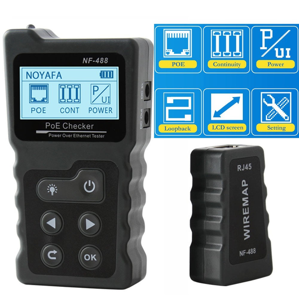 Noyafa NF-488 Network Cable Check/ DC Power & Switch Loop-Back Test PoE Detector