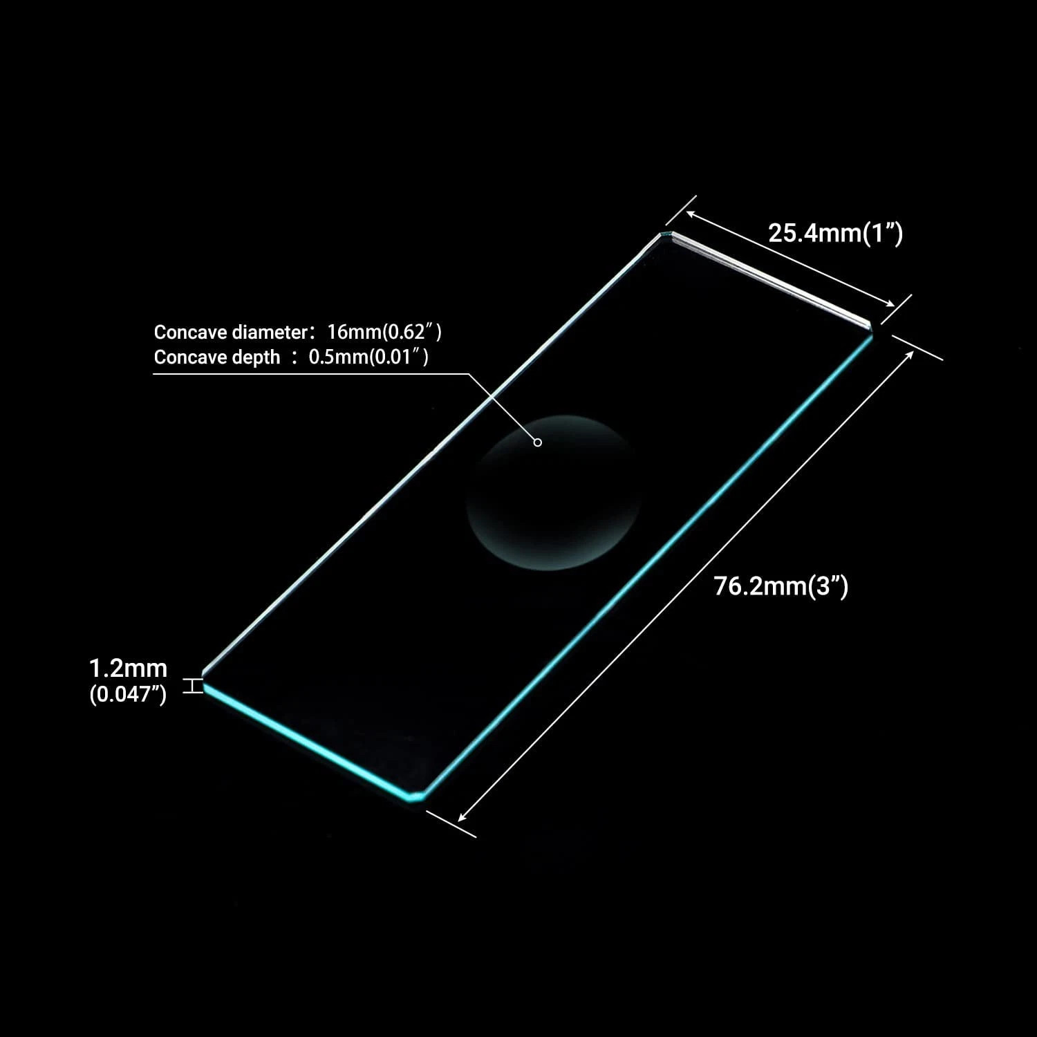 Concave Microscope Glass Slides Single Depression 1x3" Pack of 50 Slides