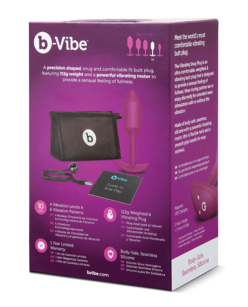 B VIBE VIBRATING SNUG PLUG WEIGHTED ANAL BUTT PLUG MEDIUM SIZE