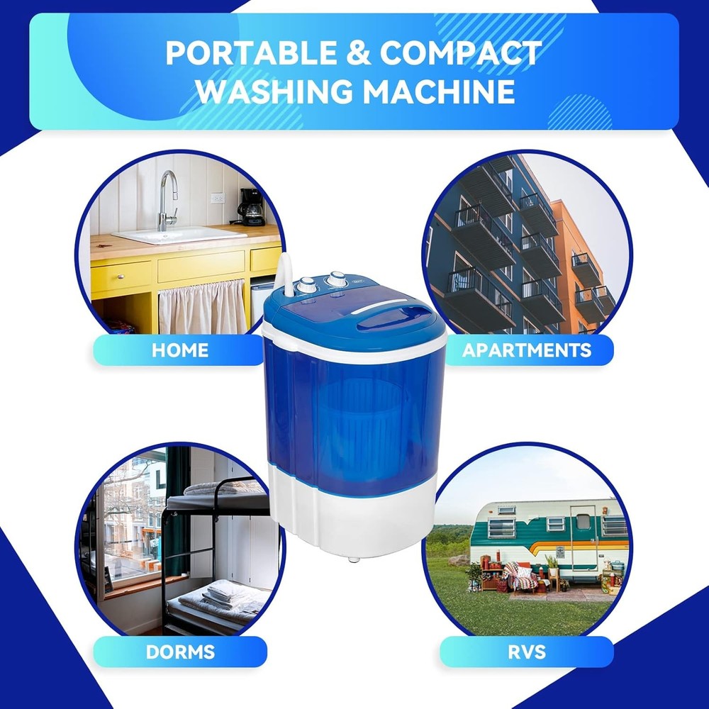 Portable Mini Washing Machine 8 lbs Washing Capacity Semi-Automatic Compact