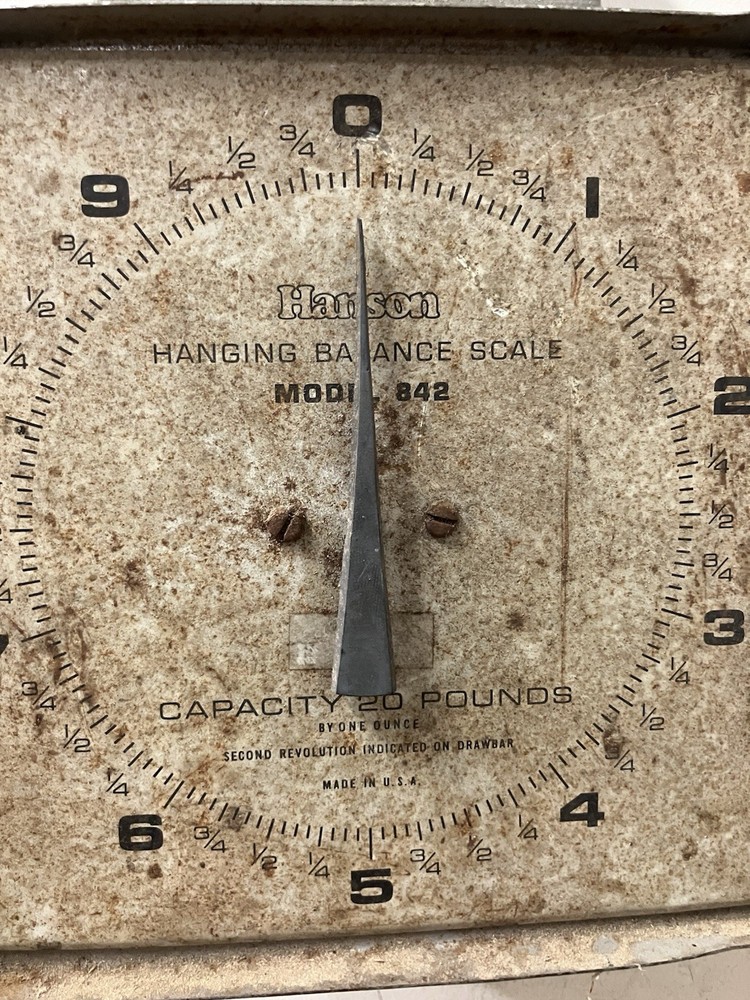 VINTAGE HANSON HANGING SCALE MODEL 842 RUSTIC KITCHEN