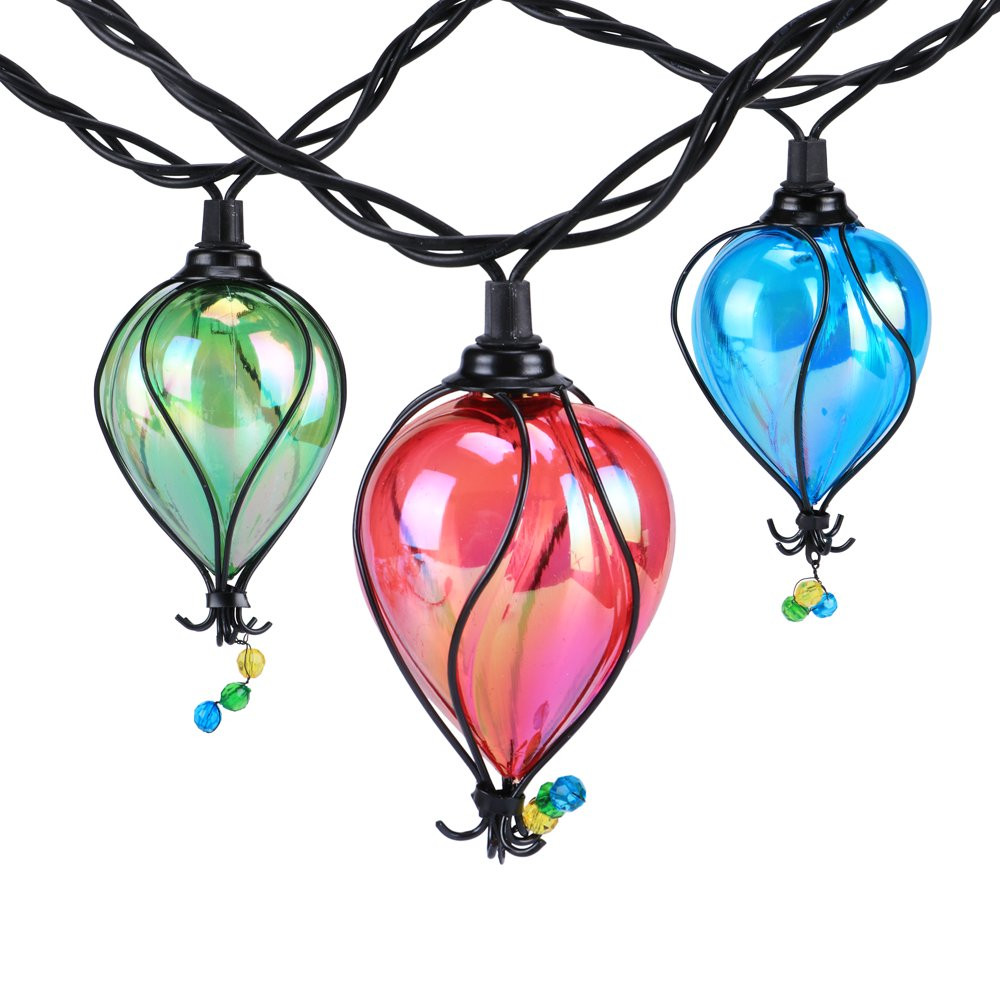 Shatterproof Multicolor Balloon Shape Tear Drop Outdoor String Lights 10-Count