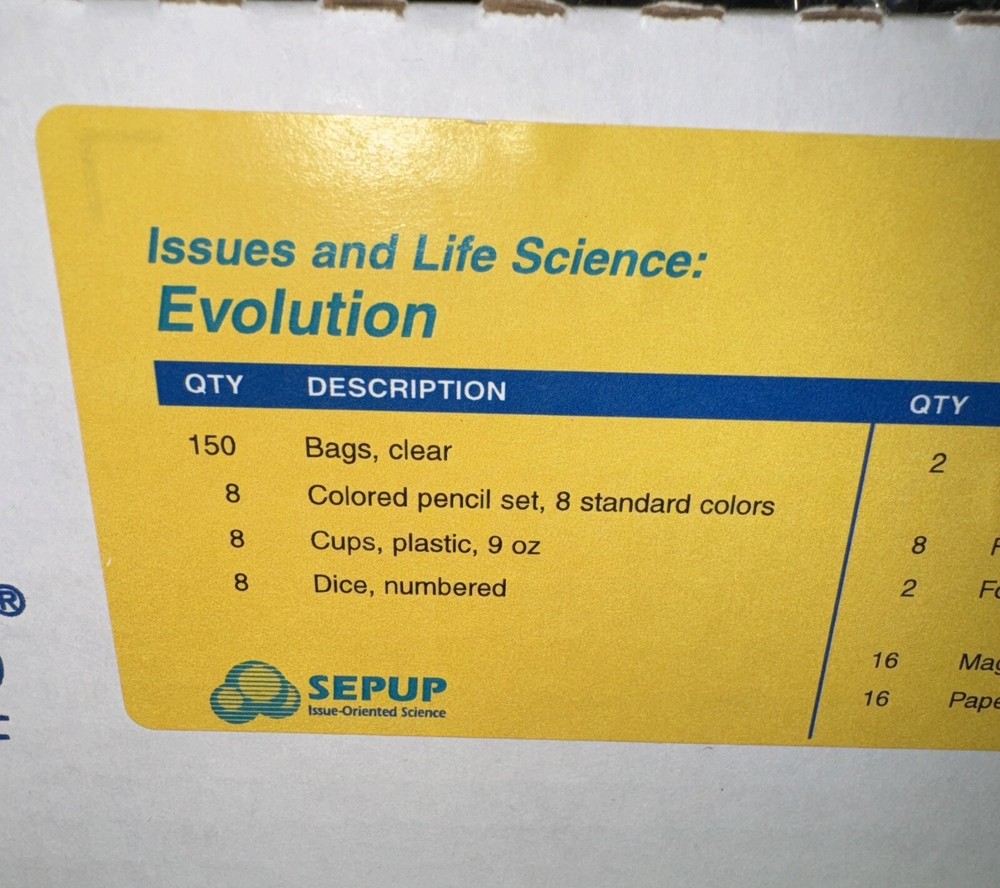 SEPUP Lab-Aids Issues And Life Science, Evolution, #1 Open Box NEW