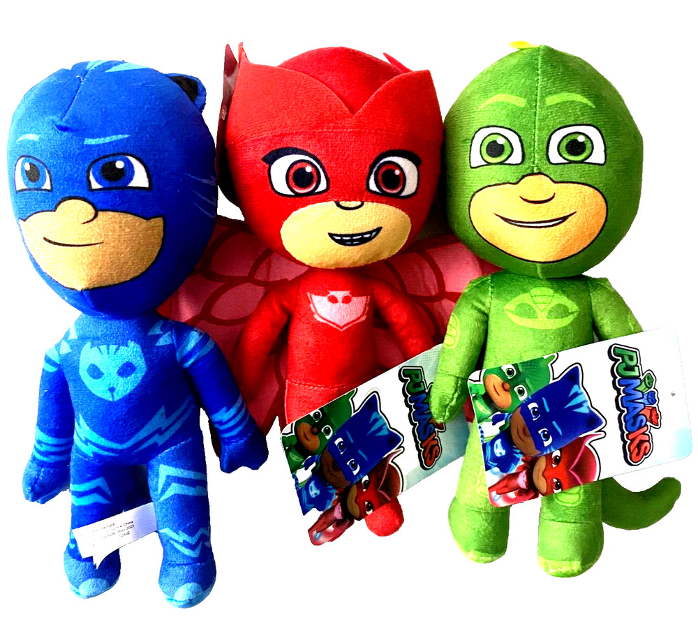 Set of 3 PJ Masks Plush Toys. Gekko, Owlette, Catboy. 9-10 inch. NWT Hasbro