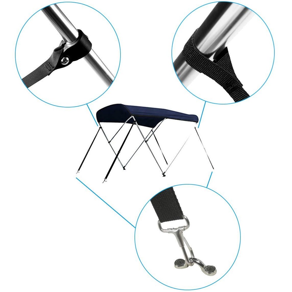 2 Pcs Adjustable Bimini Boat Top Strap Loop Single Snap Hook, 28~60 Inch