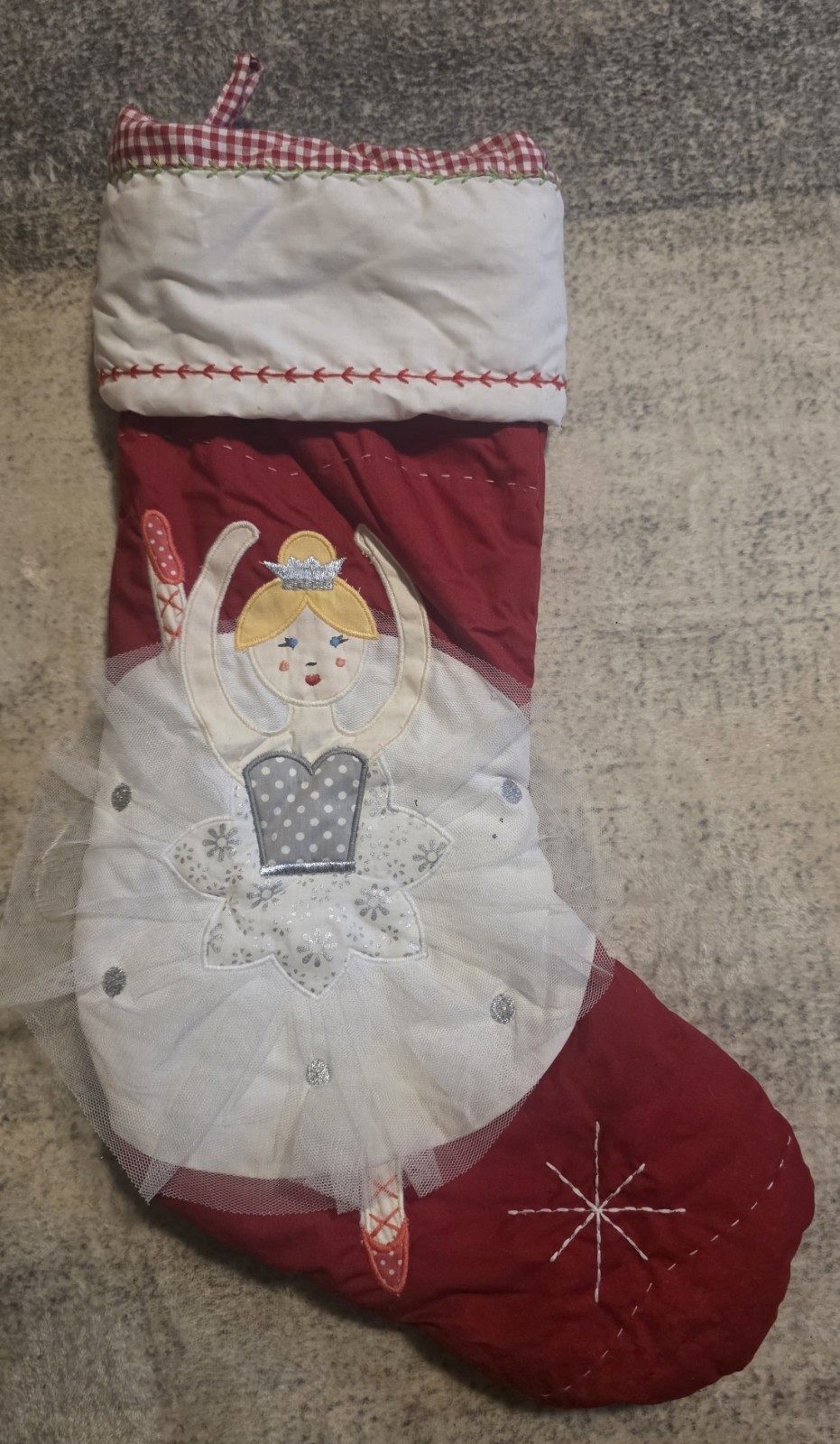 Pottery Barn Kids Blonde Ballerina Quilted 20 Inch Christmas Stocking
