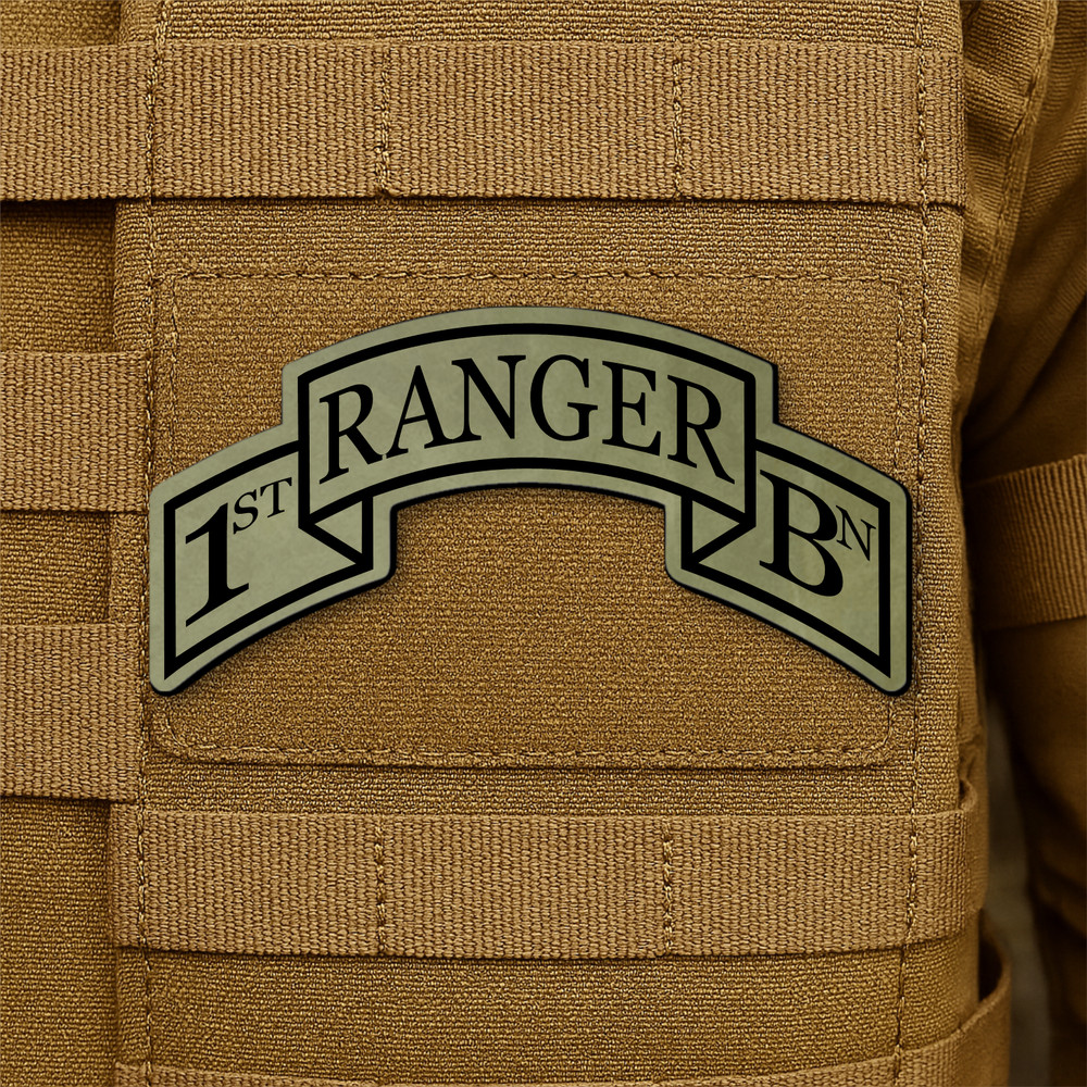 1st Ranger, 75th Regiment Scroll Engraved Tactical Patch, 3" x 1.5" Hook & Loop
