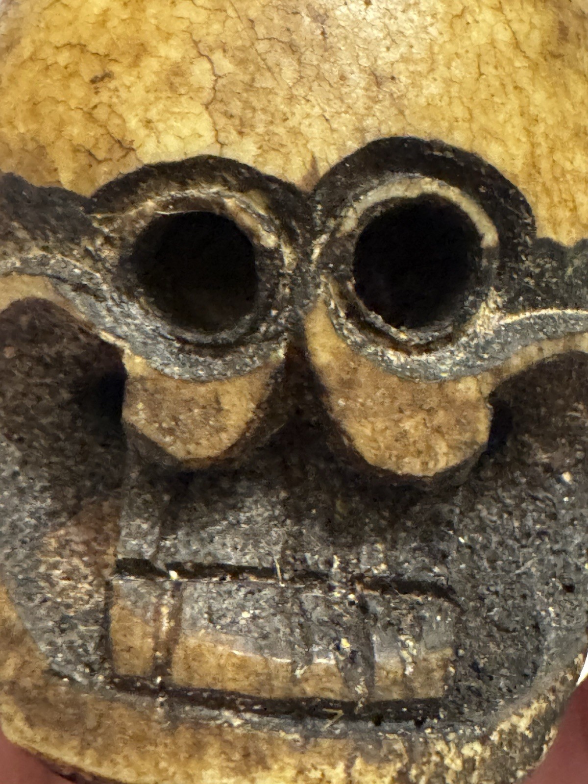 Oddity Hand Carved Tibetan Style Skull Bead Pendant Amulet Charm 2.5”