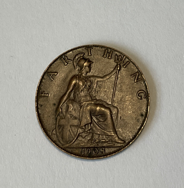 1908 Great Britain Farthing Nice XF      KM 792