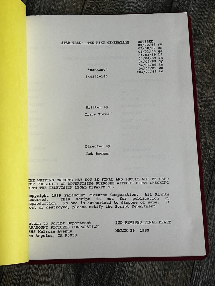 STAR TREK Script The Next Generation Manunt 2nd Revised Final Draft Mar 29 1989