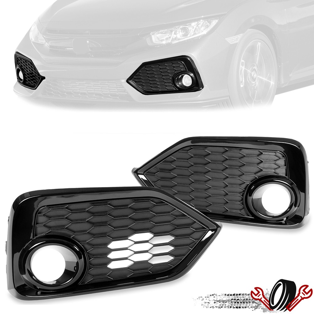 Fog Light Trim Bezel Covers For 2017 2018 2019 Honda Civic Driver+Passenger Side