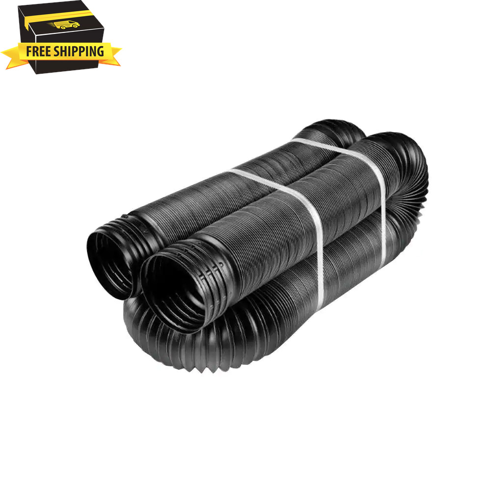 Black Copolymer Solid Drain Pipe 4 in. x 50 ft. Corrugated Flexible Expandable