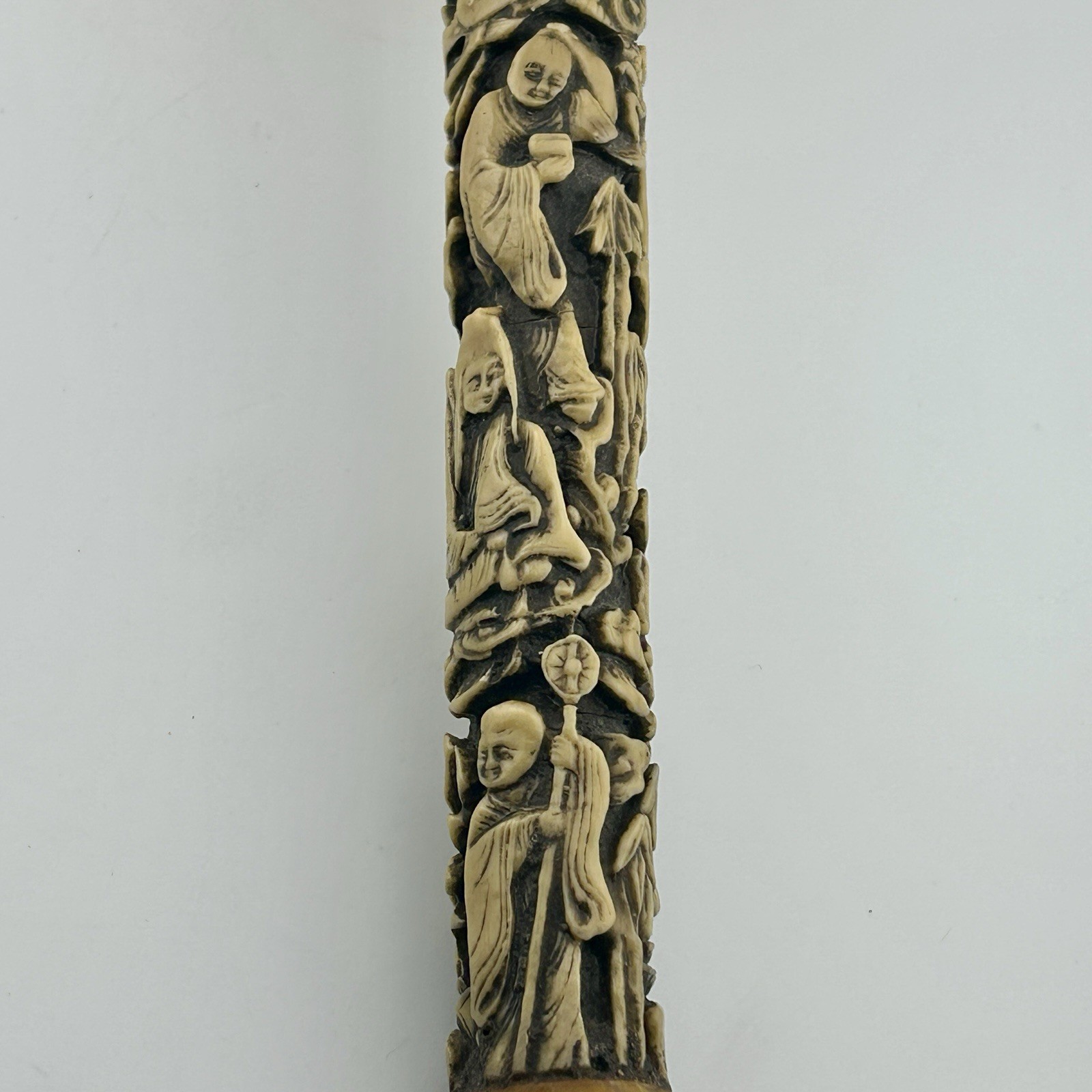 Tibetan Buddhist Prayer Wheel Resin Faux Coral, Bone, & Amber Handheld 1970s VTG