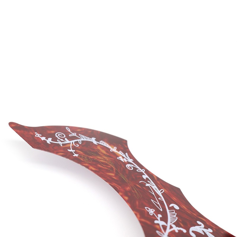 Left/Right Thin Acoustic Guitar Pickguard Self-adhesive Red w/White Pattern