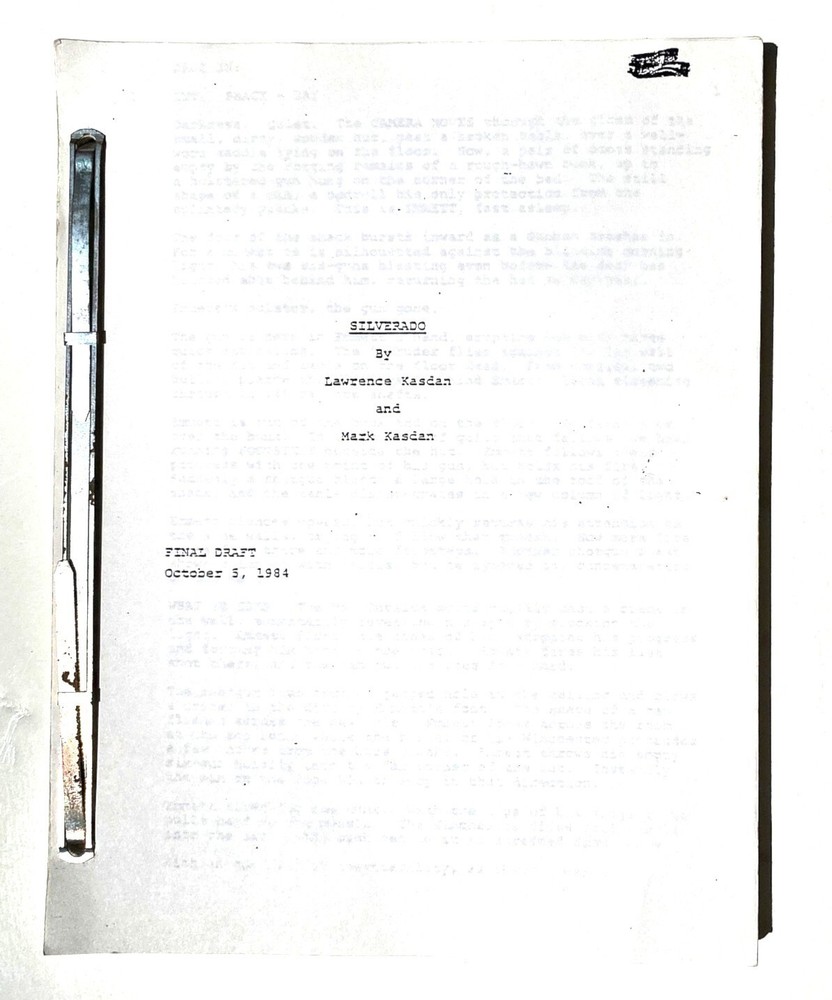 Silverado screenplay by Lawrence Kasdan & Mark Kasdan.  Final draft October 1984