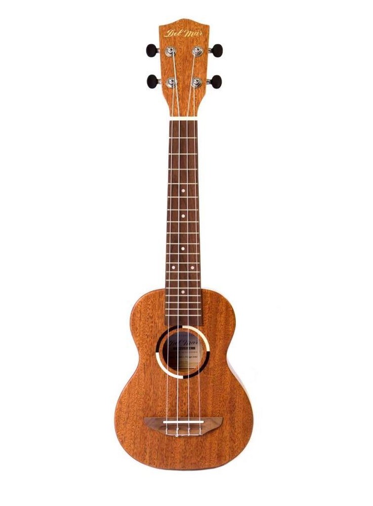 Del Mar SOLID-TOP MAHOGANY SOPRANO UKULELE + Padded Case, Humidifier! - Matte