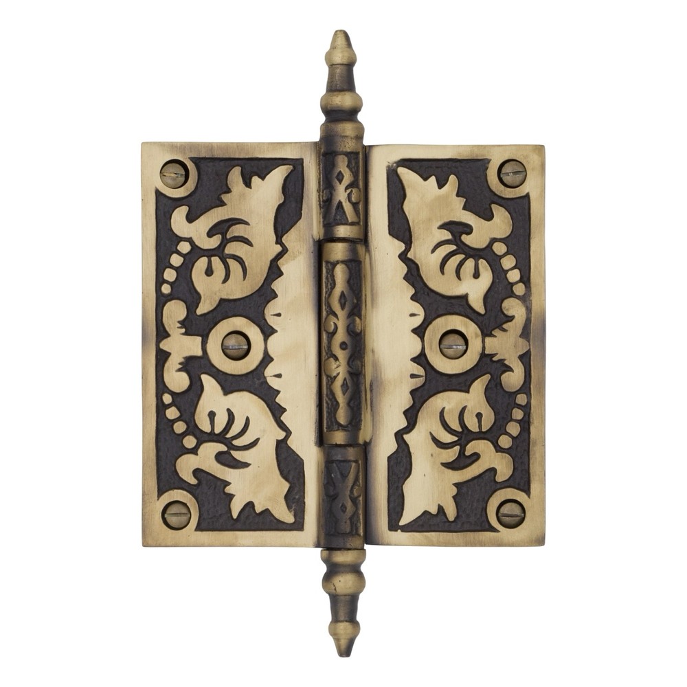 Victorian Style 4 Inch Door Hinge Highlighted Bronze in Solid Brass