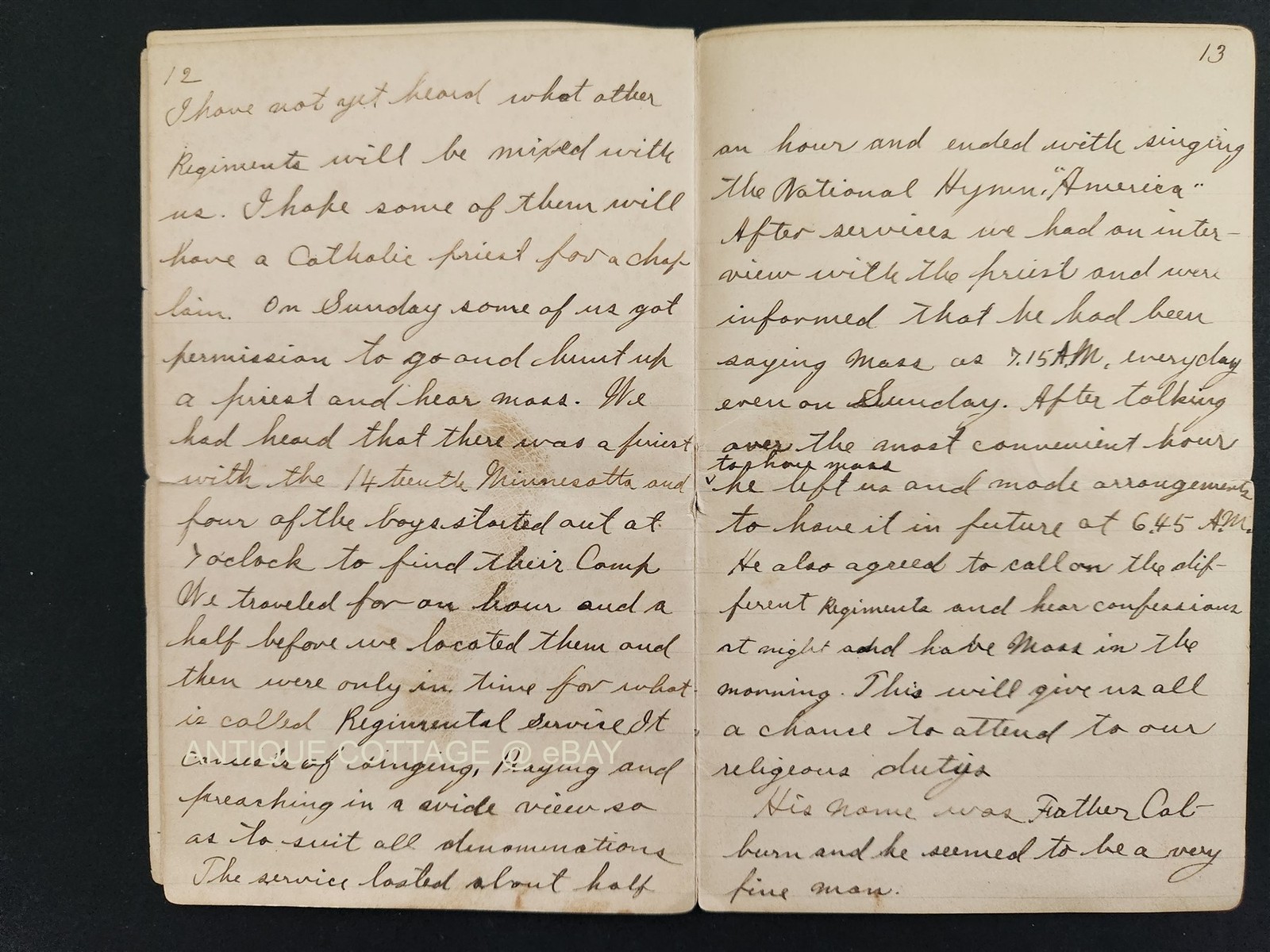 1898 antique DIARY SPANISH AMERICAN WAR soldier 20 pages military