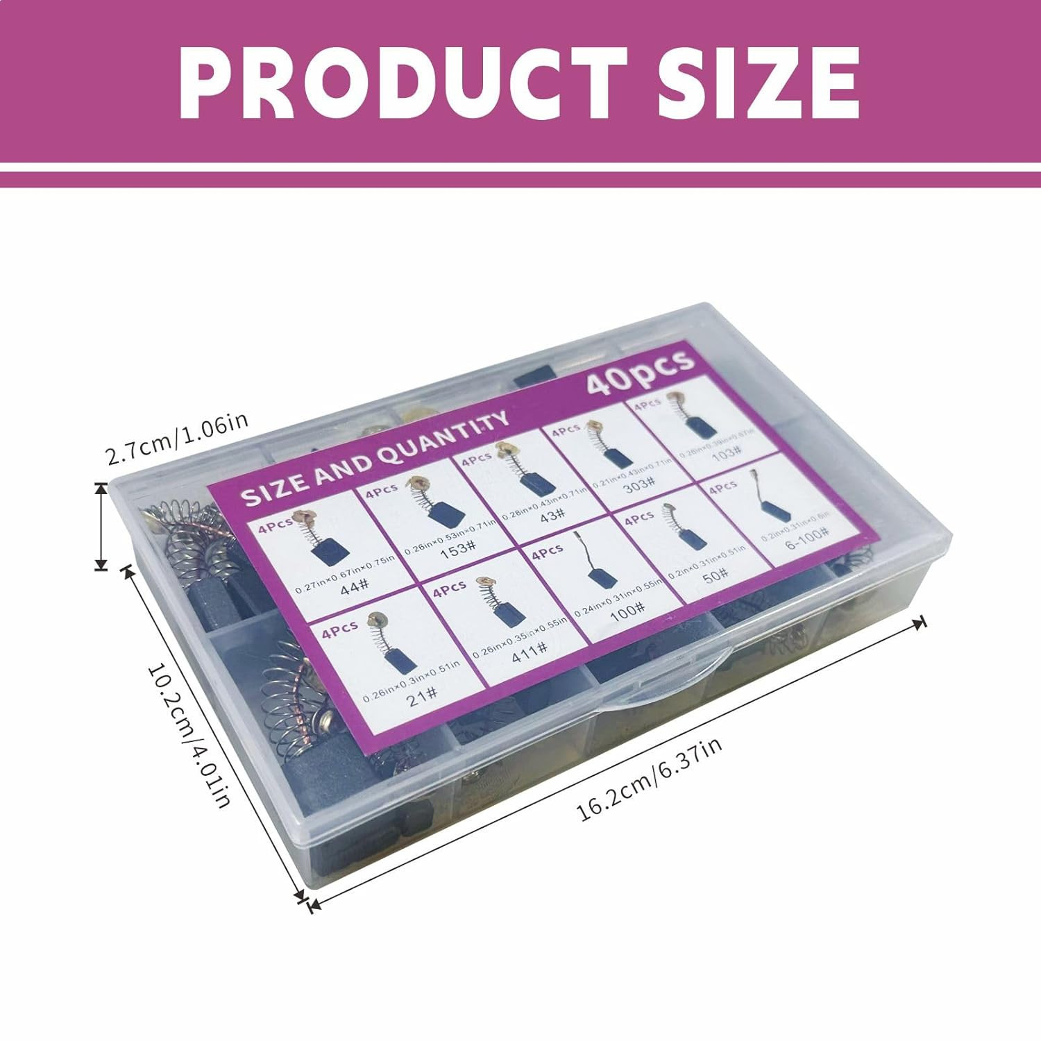 Electric Motor Carbon Brushes 40Pcs 10 Different Models of Carbon Brushes Suitab