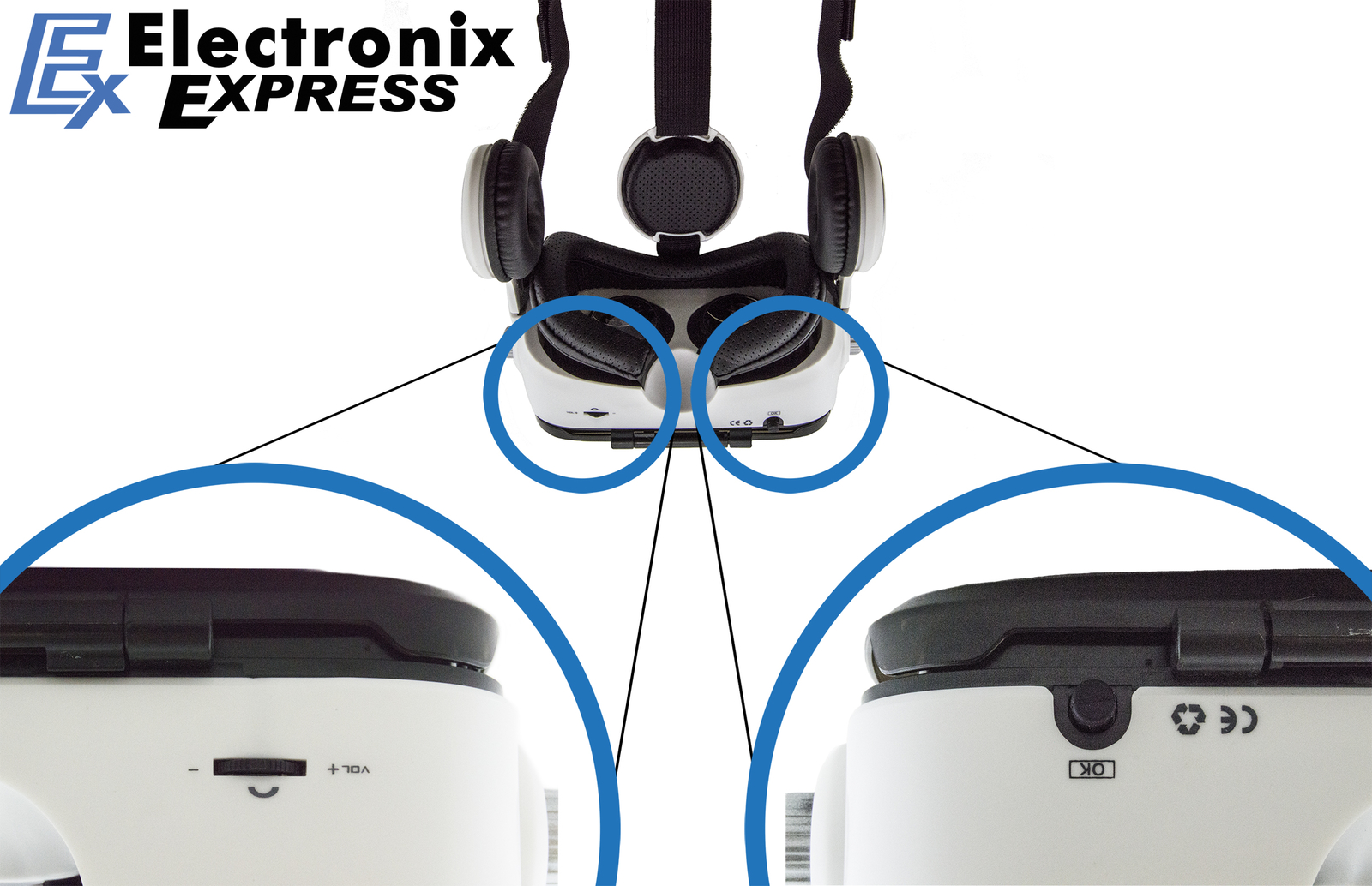 3D VR Headset with Stereo Headphones for all 4.7" to 6.2" Smartphones