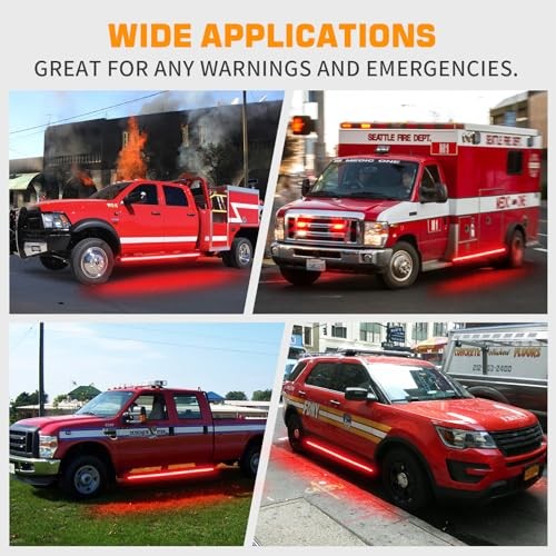 2PCS 60 inch Emergency Lights Strip 720 LED Running Board Strobe Lights Red