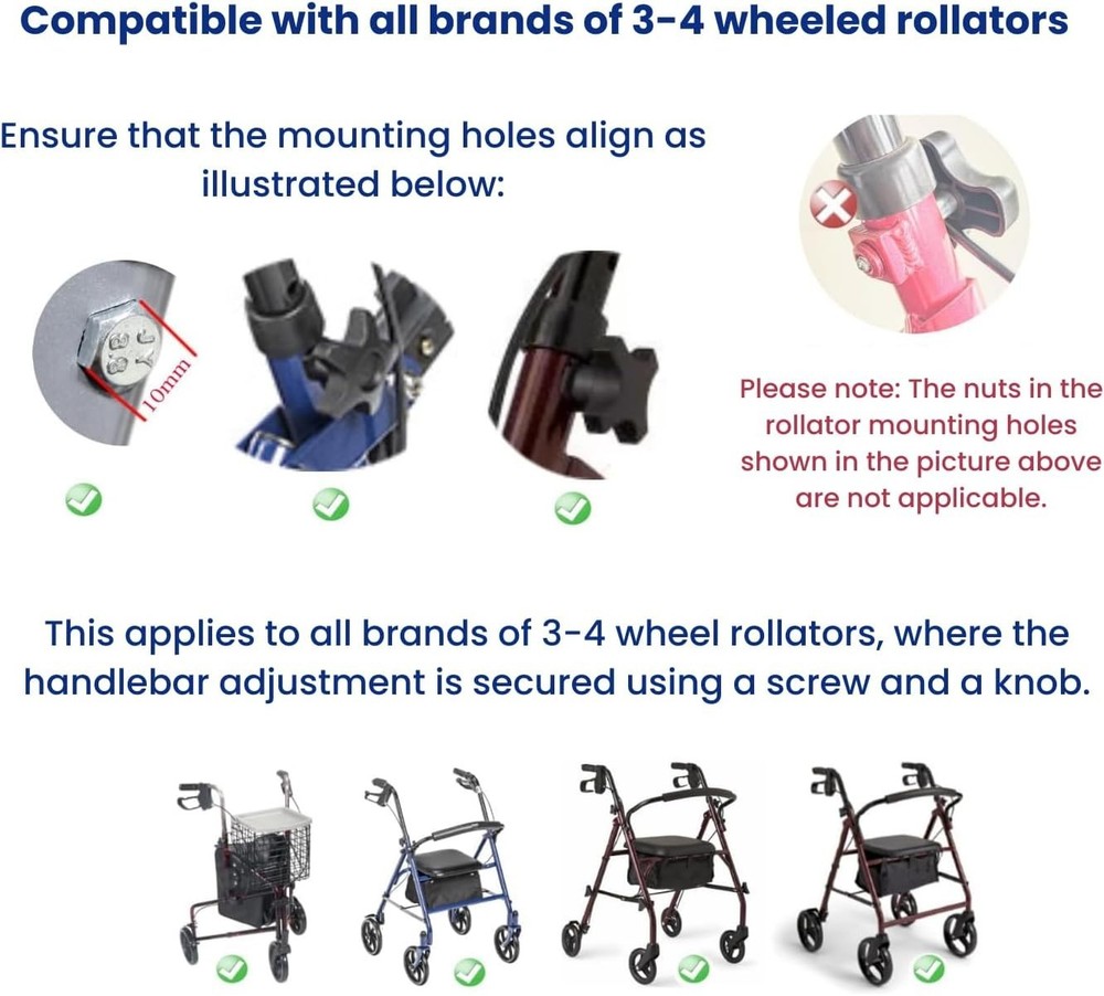 2 Replacement Star Knobs Screws for Rollator Walker Arm Height Adjustment HL420