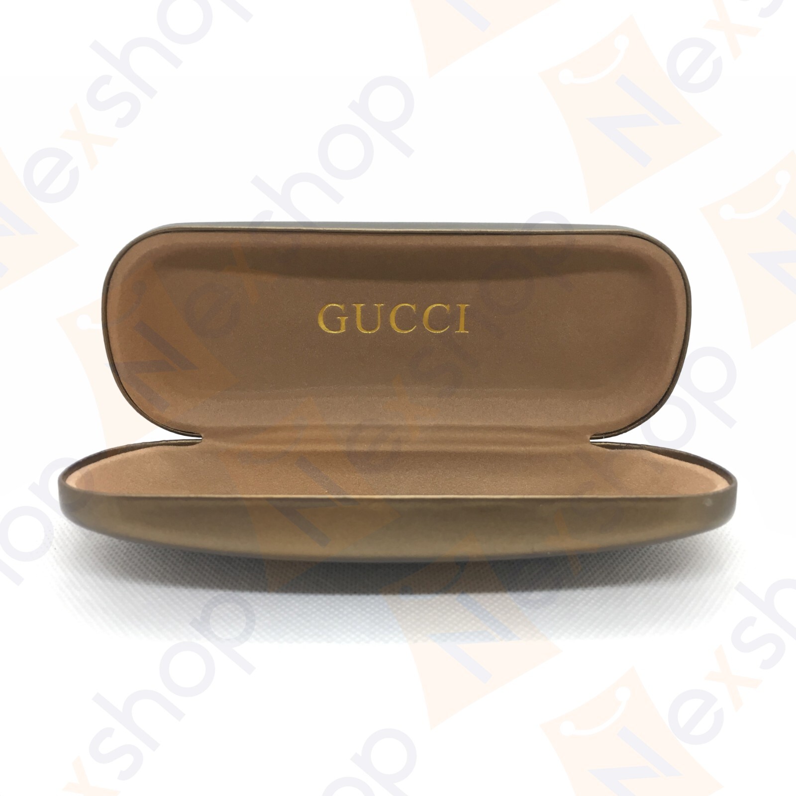Gucci Bronze Hard Clam Shell Eyeglasses Sunglasses Small Case w/ Cloth & GiftBOX