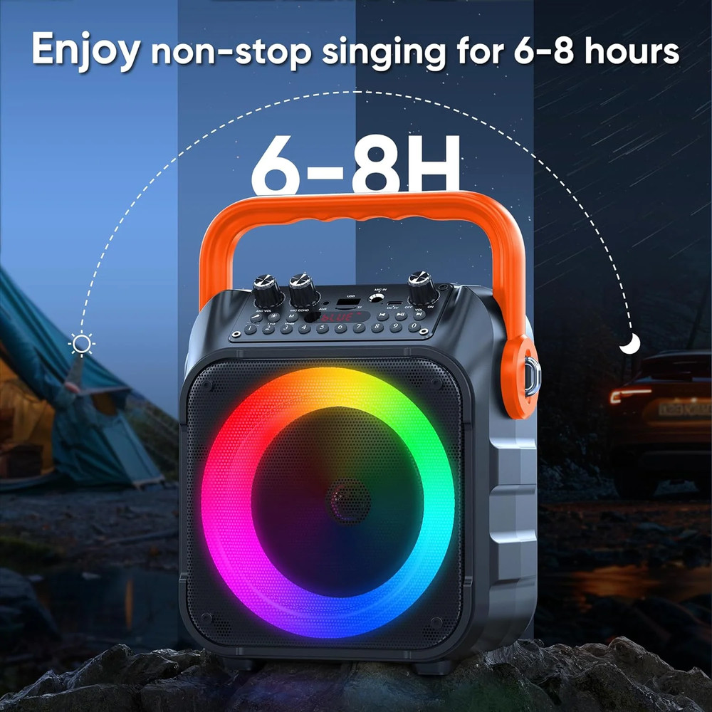 Bluetooth Speaker/Portable Karaoke Machine with 2 Wireless Microphones